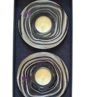 Simon Pearce Handblown Glass Tealight Holders – Set of 2 in Box