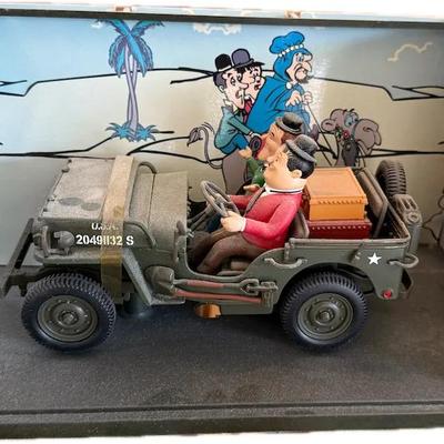 Laurel & Hardy Route 66 Jeep Figurine Scene – Collectible Display Piece