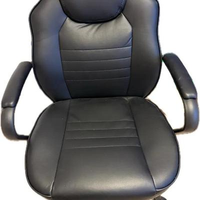 Black Faux-Leather Executive Office Chair on Casters