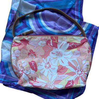 Y2K Style Pink Flower Purse + Purple “Totes” Scarf