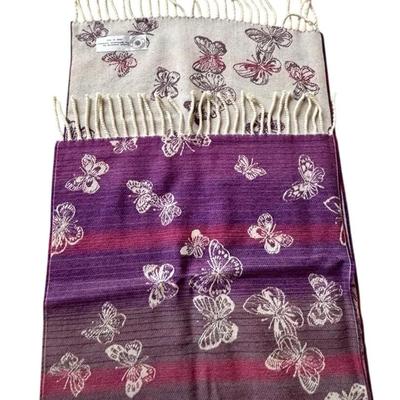 Smithsonian Institution Italian Purple Butterfly Scarf