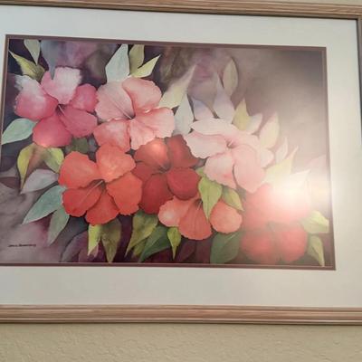 Framed Floral Print by Doris Simmons – Vibrant Hibiscus Bouquet