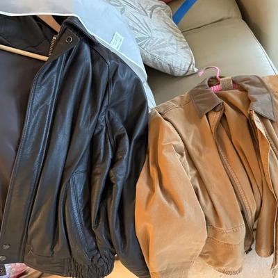 Men’s Jacket Lot – Black Leather & Tan Cotton Zip-Up