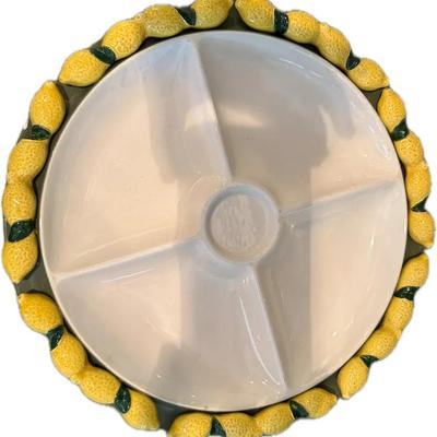 Ceramic Lemon Border Divided Serving Platter