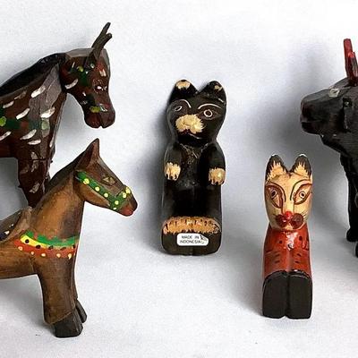 Hand Carved, Painted Wooden Pieces
