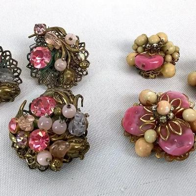 Vintage Cluster Jewelry, Earrings & Pin