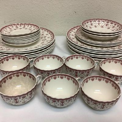 Spode Copeland “Fleur-de-Lis” Red Transferware (c. 1930s–1950s)
