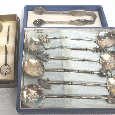 Japanese Sterling Silver 950 /Demitasse Bamboo Spoons