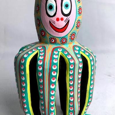 Hand-Painted Folk Art Octopus Figure – Modern (c. 1990s–2010s)