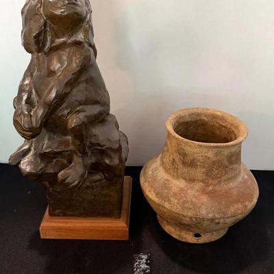 R greeves bronze, terracotta pot, arrowhead