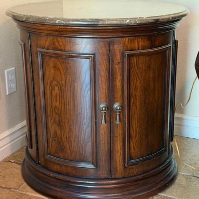 Vintage round side table w stone top