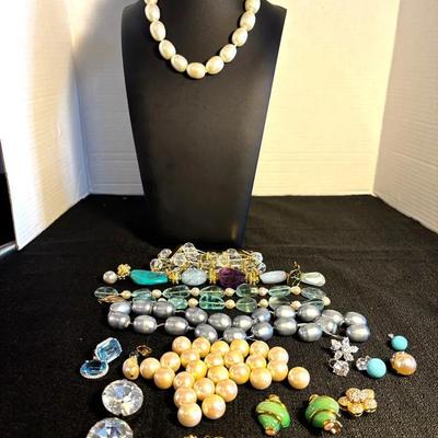 Misc needs repair kjl sterling, faux pearls