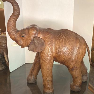 Lucky trunk up leather covered elephant