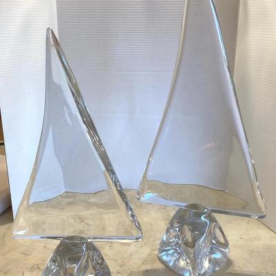 Two hand blown glass ships