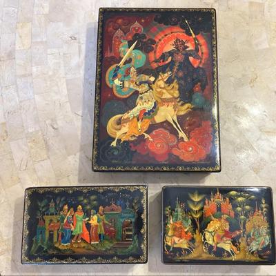 Black lacquer art boxes