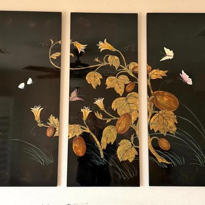 Laquered asian floral art