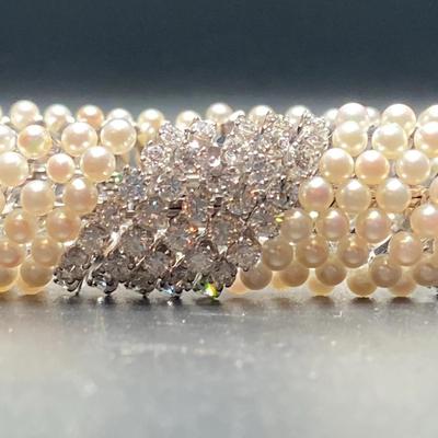 Elegant david webb diamond platinum pearl bracelet