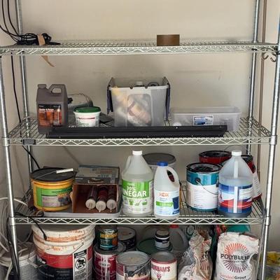 Rolling storage shelf with supplies