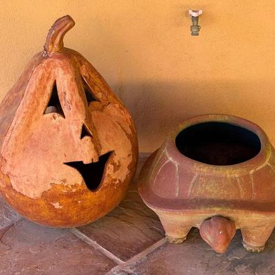 Large clay pumpkin turtle pottery