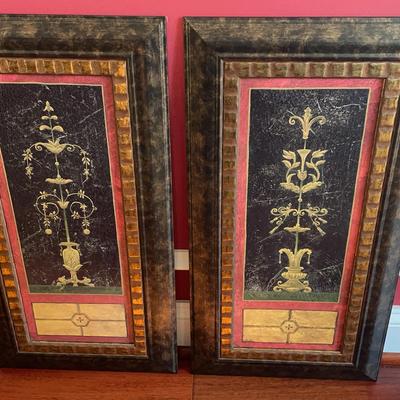 Pair Of Framed Prints Titled "Pompeiian Fresco III & IV"