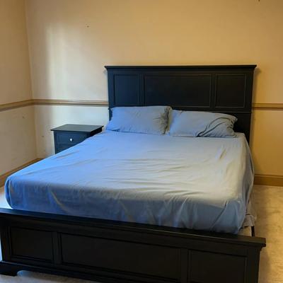 Black Bedframe With Coordinating Nightstand