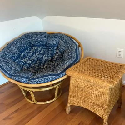 Papasan Chair And Wicker Table