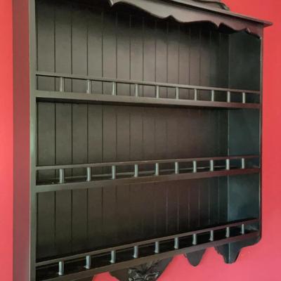 Black Painted Wooden Wall Shelf