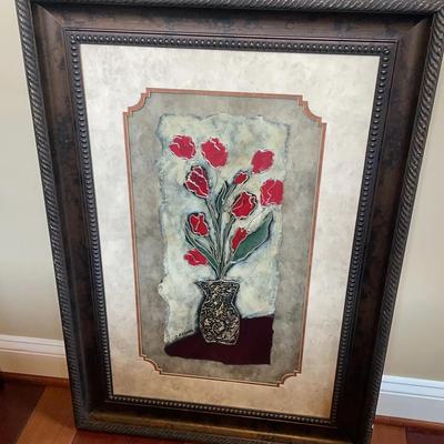 Unique Signed & Framed Rose Vase Artwork