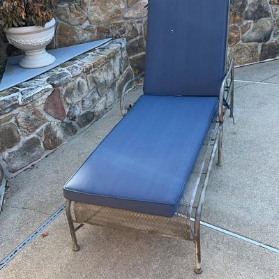 Metal Reclining Patio Lounger With Table And Chairs
