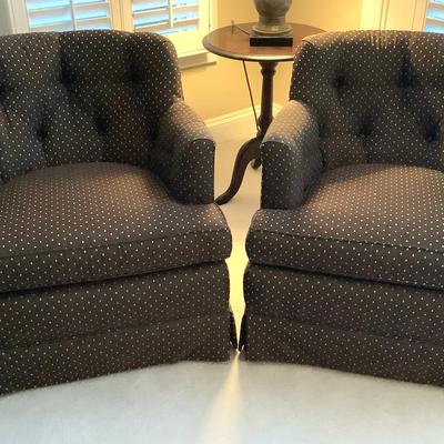 Pair Of Brown Upholstered Arm Chairs