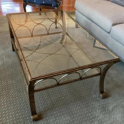 Metal Framed Glass Topped Coffee Table  