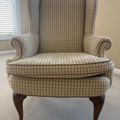 Plaid Upholstered Armchair