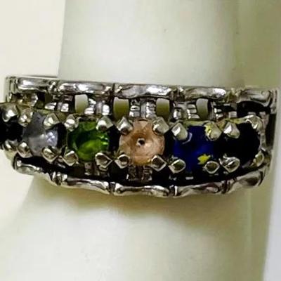 10K White Gold and Colored Stone Ring
