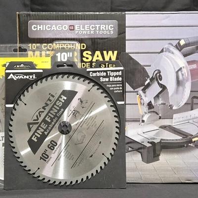 Chicago Electric 10" Miter Saw + Blades (WH8)