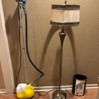 Set Of Living Room Items (Steamer, Lamp, Trashcan)