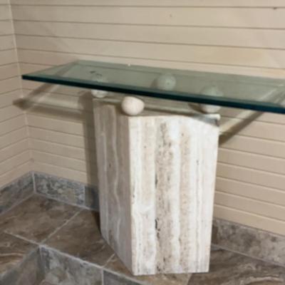 Stone And Glass Accent Table 
