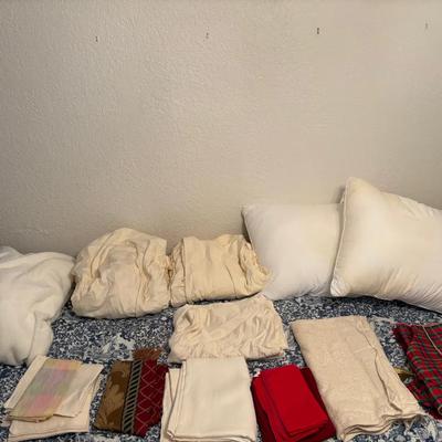 Collection Of Table Linens + Bedsheets/Pillows 