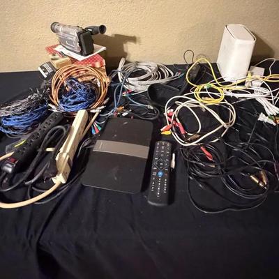 Various Electronic Cords and JVC Camcorder