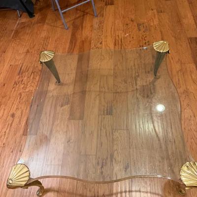 Brass & Glass Coffee Table & Vintage Floor Lamp
