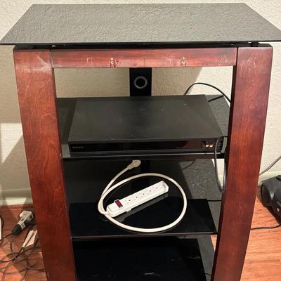 Wood/Glass Tv Stand And Shelving (with Blu-ray Player)