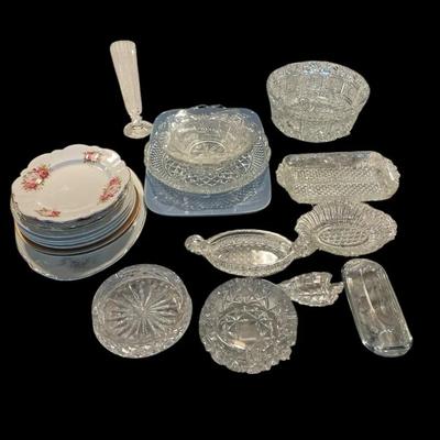 Flower China & Cut Glass Mixed Lot