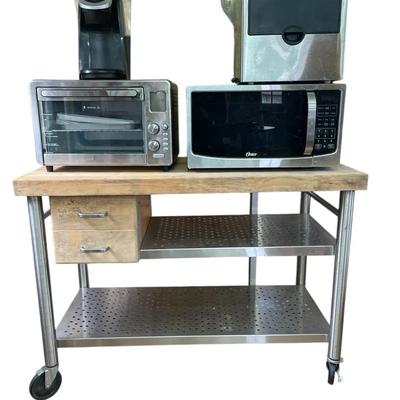 Small Appliances with Butcher Block Utility Cart