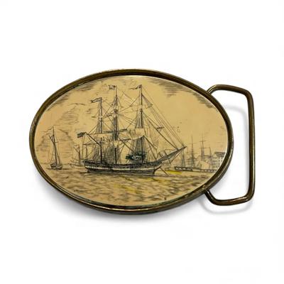 Men’s Solid Brass Etched Belt Buckle