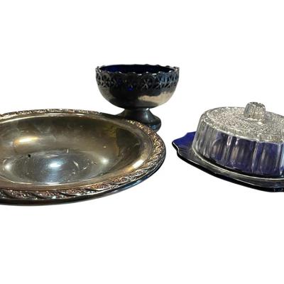 Silver And Blue Glass Decor