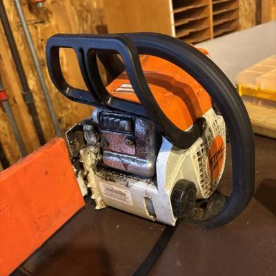 One of four chainsaws 