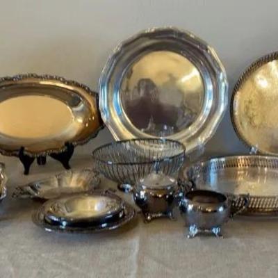 Silver Plated Trays And Dishware