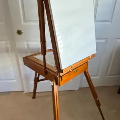 Wooden Standing Painting Easel W/ Paints & Brushes