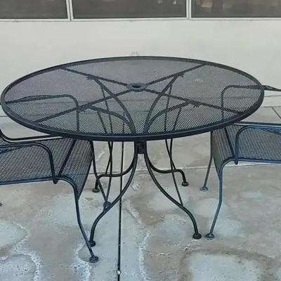Metal Outdoor Table & (2) Chairs