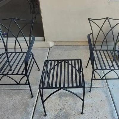 (2) Metal Patio Chairs & Table