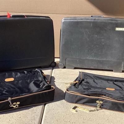 Two London Fog Garment Travel Bags With Two Delsey Hard Case Luggage (with Keys)